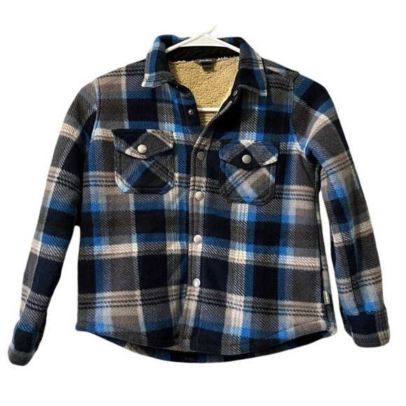 Eddie Bauer Boys Sherpa Lined Snap Front Plaid Shirt Jacket Sz 6/7‎ Western - Picture 1 of 16